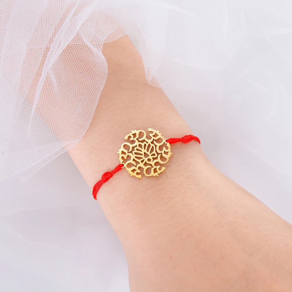 Dawapara OM Aum Symbol Adjustable Bracelet Chakra Hindu Yoga Spiritual Charm Lucky Amulet Stainless Steel Jewelry