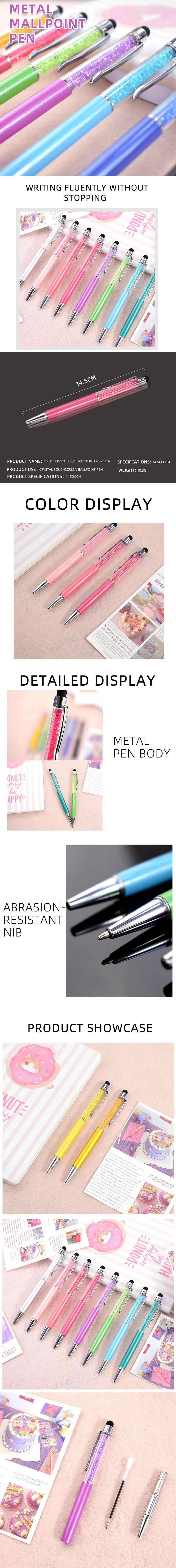 Multicolor Metal Crystal Ballpoint Pen Custom Logo Pen Wedding Souvenir Advertising Gift School Teacher Office Stationery Pens