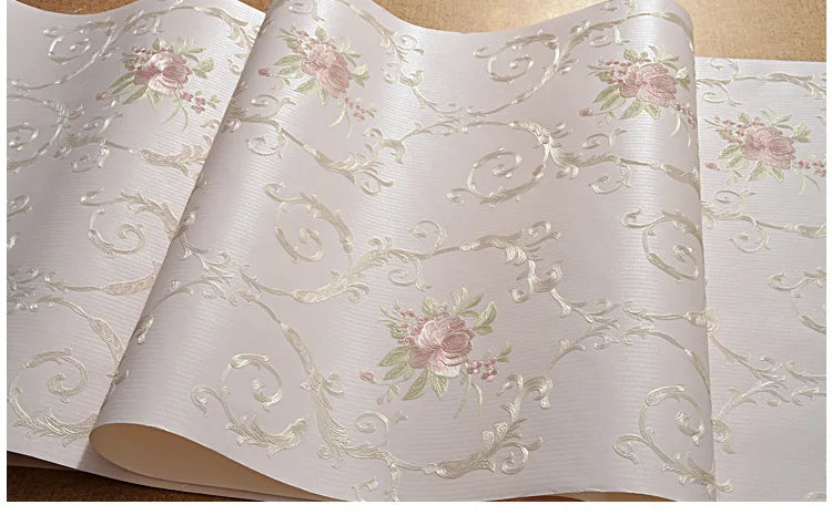 European Self-adhesive Non-woven Wallpaper 3d Garden Flower Warm Bedroom Living Room Wall paper Home Decor Luxury Wall Stickers