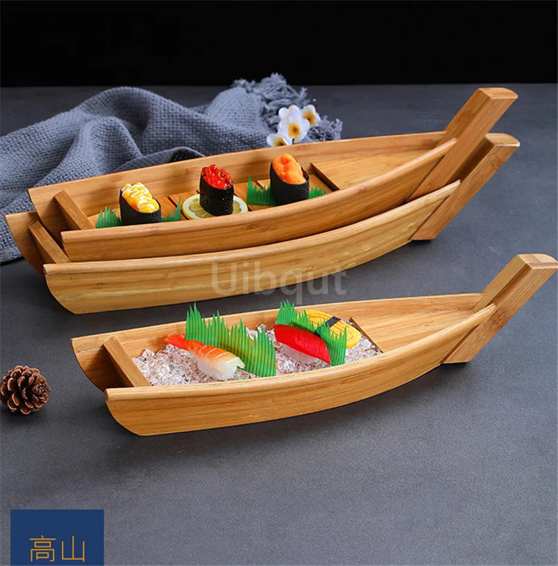 Japanese Cuisine Sushi Boats seafood Tool Wooden Shop Model Wood Handmade Simple ship Sashimi Assorted Cold Dishes sushi plate