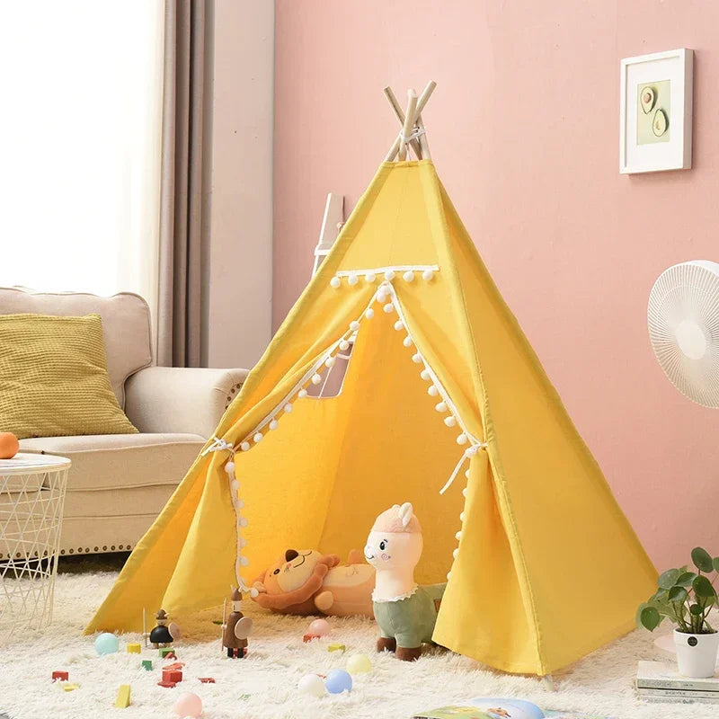 1.6M Portable Children Tents Tipi Play House Kids Cotton Canvas Indian Play Tent Wigwam Child Beach Teepee Party Room Decor