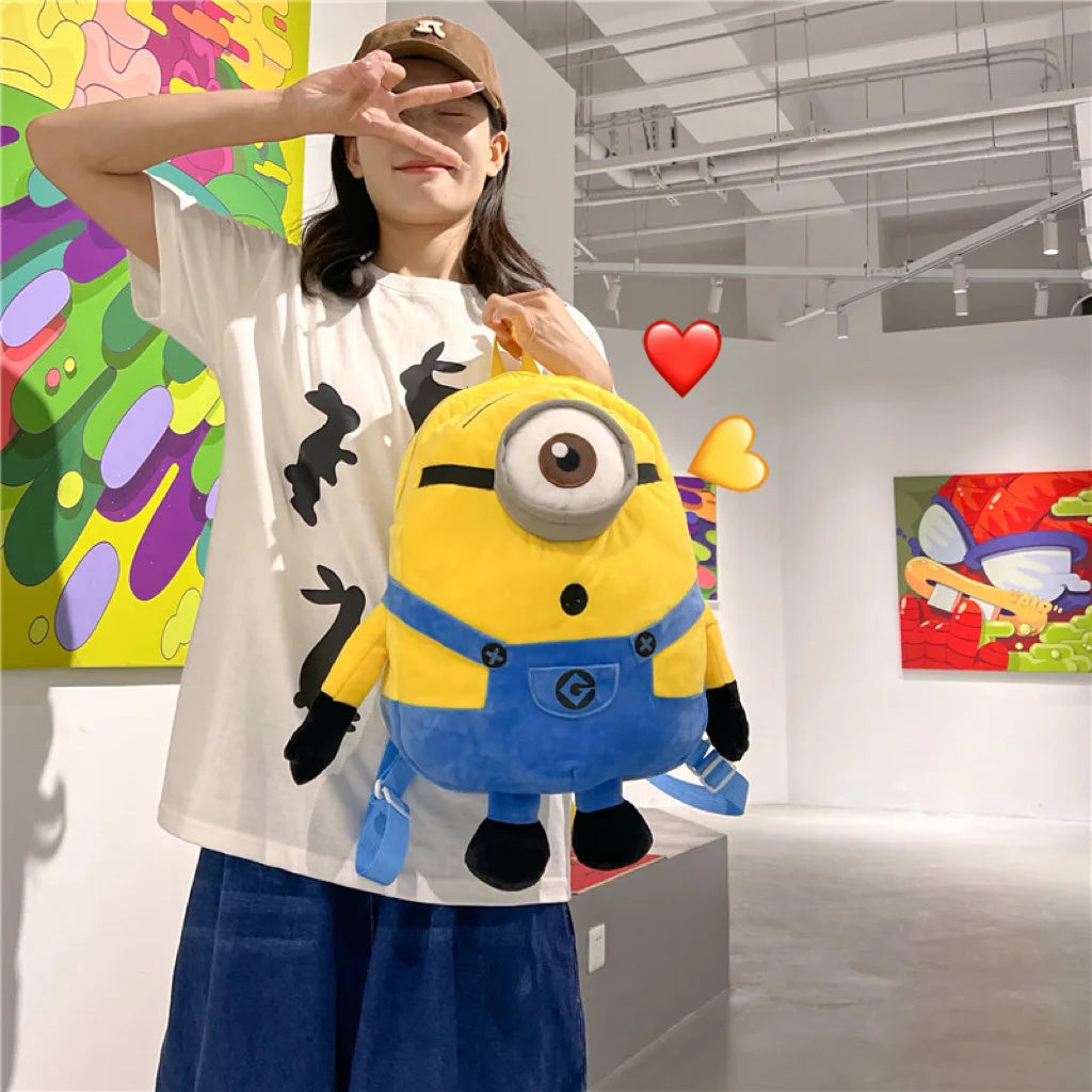 Despicable Me 4 New Cartoon Anime Plush Backpack Minions Doll Large Size School Bag Large Capacity Student Cartoon Backpack Gift
