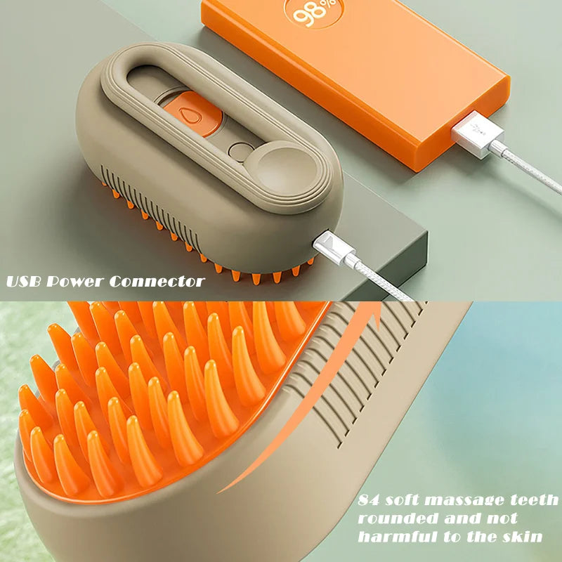 Pet Steam Brush Removes Floating Hair Doesn't Hurt Skin Dog Bathing Hair Removal Brush Cat and Dog Cleaning Supplies Cat Comb