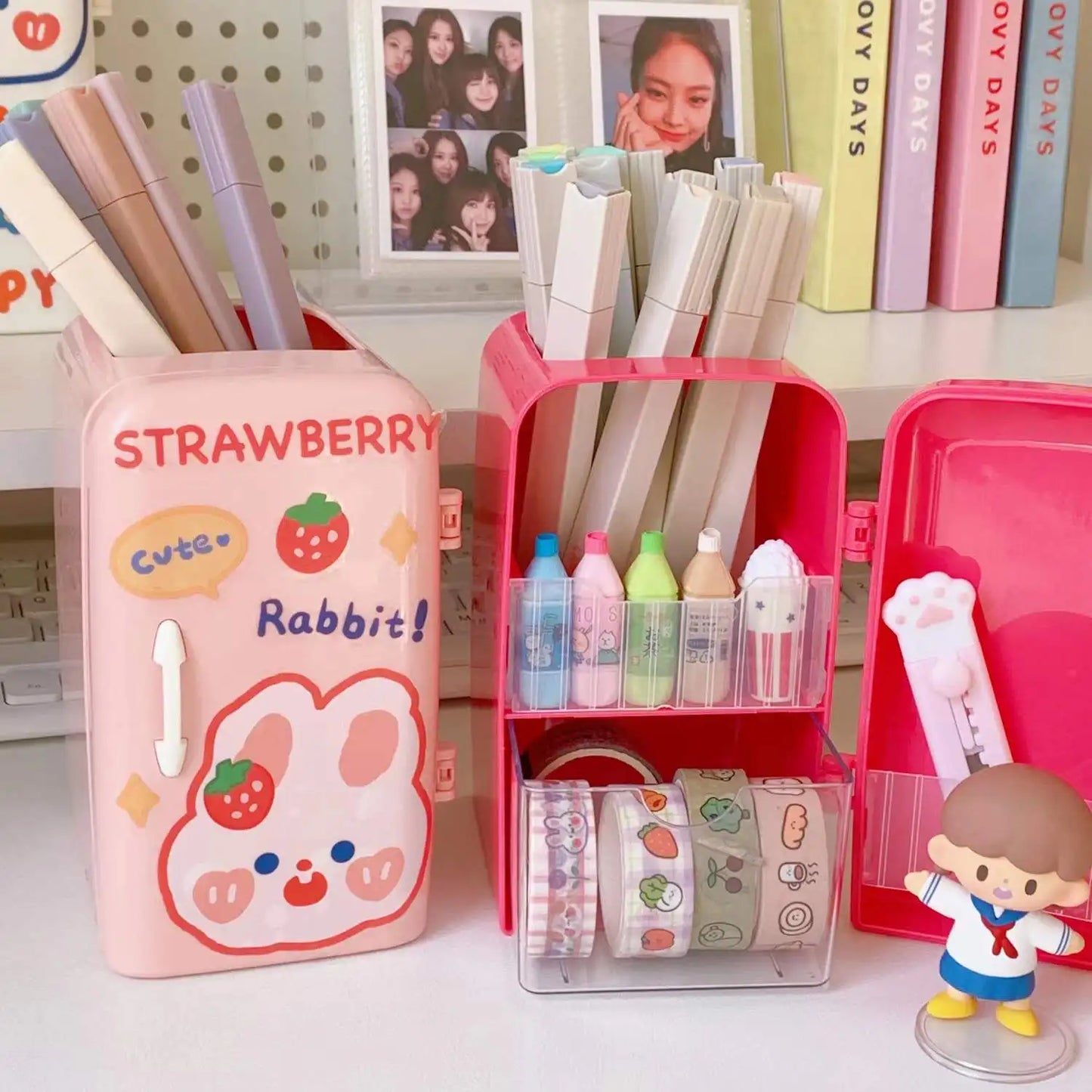 INS Style Pen Holder Creative Refrigerator Cute Large Capacity Desktop Storage Holder Fashion Sweet Multifunctional Pen Holder