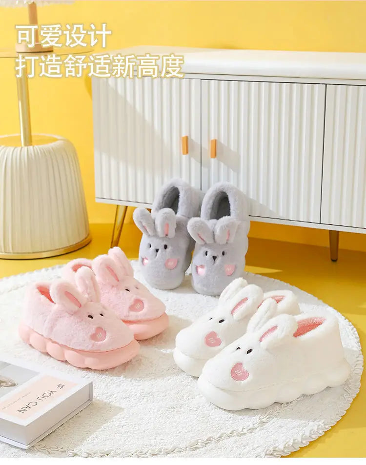 White Bunny Slippers For Home Kawaii Shoes Women Rabbit Fluffy Slippers Winter Indoor Sandals Woman Platform Bootie Slipper New