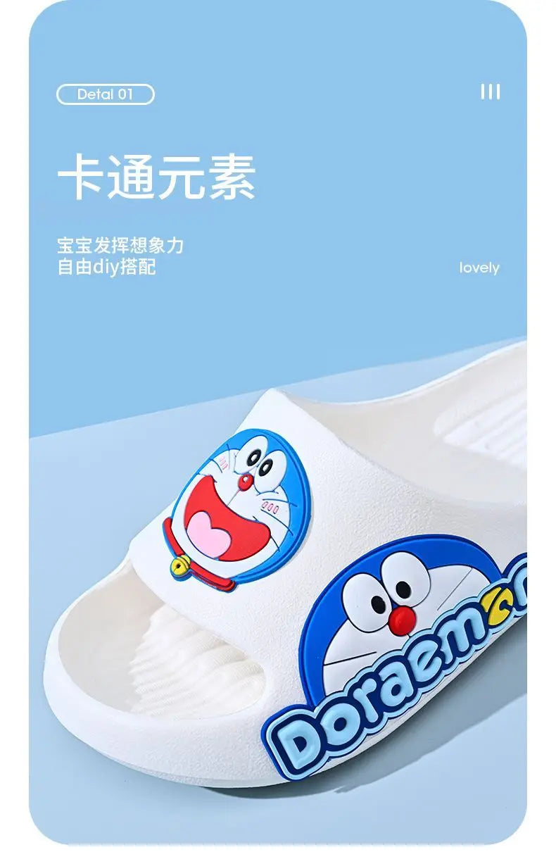 Kawaii sandals cartoon peripheral Doraemon anime cute blue fat soft-soled outer wear non-slip children's slippers gift wholesale