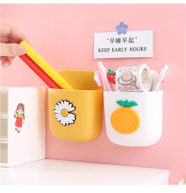 Pasting Fridge Storage Box Cans Marker Pencil Pen Holder Desk Organizer Storage Accessory Magnet Plastic Office School Supplies