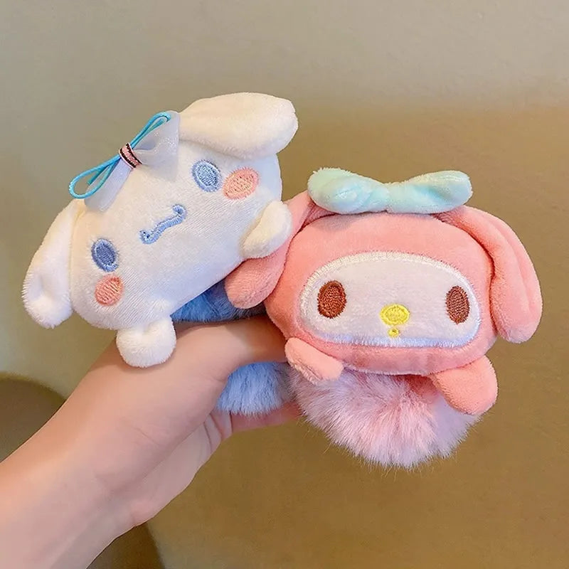 Kawaii Sanrio Plush Scrunchie Anime Melody Kuromi Cinnamoroll Lady Tie Hair Rubber Band Headdress Girl Hair Accessories Hairband