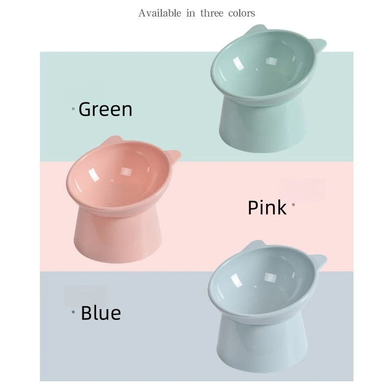 Pet Drinking Eating Bowl, Cat Basin With High Legged Cat Bowl, Cat And Dog Feeding, Tilted Neck Protection Anti-Dumping Pet Bowl