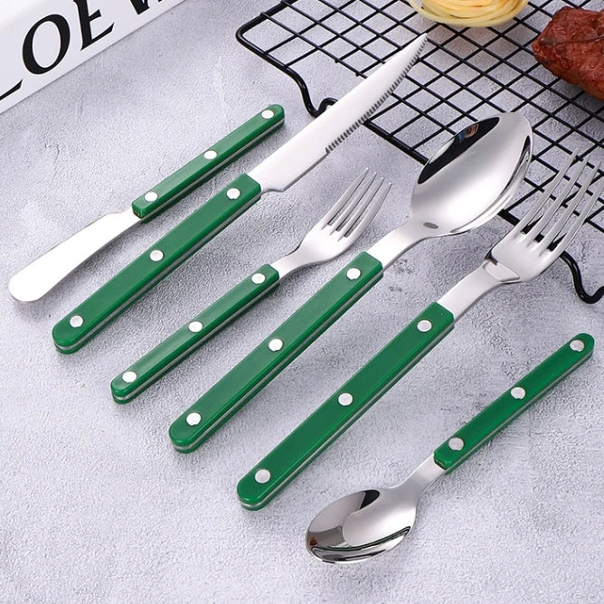 Fashion New Colorful Handle 304 Cutlery Set 18/10 Stainless Steel Creativity Gift Flatware Knife Fork Spoon Drop Ship