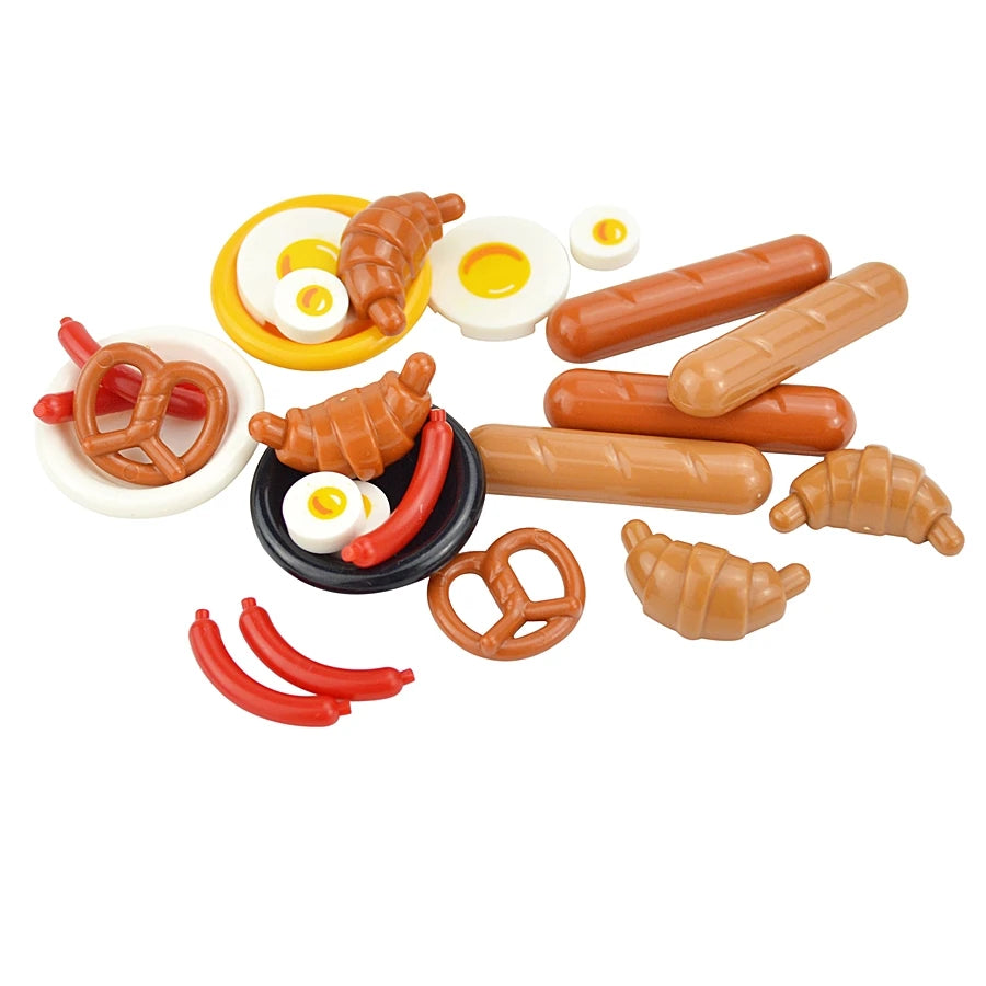 City Mini Food Toys Building Blocks Hamburger Fries Bread Pizza Cake Dessert Food Chocolate Fish Cookies MOC Bricks Kids Gift
