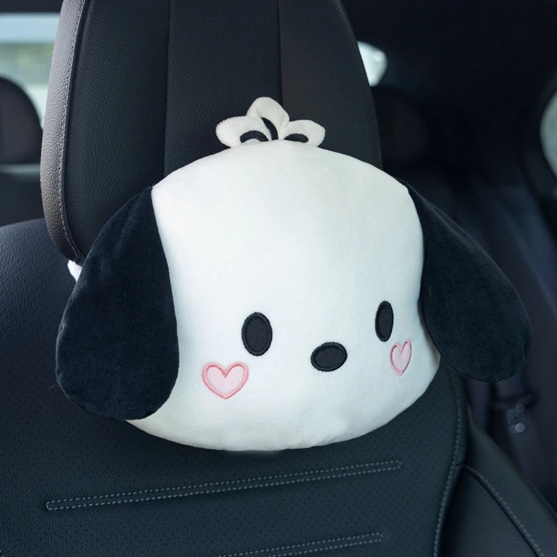 Cute Pochacco Headrest Seat Belt Cover For Car Seat Lovely Japanese Style Car Decoration Back Cushion Tissue Box Cover Gifts