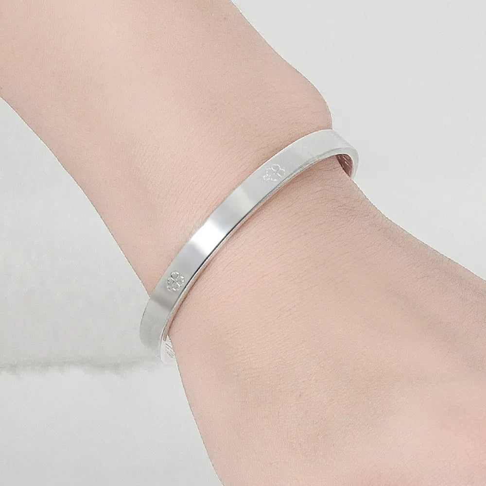 925 sterling silver Lucky Leaf Glossy Cuff Bracelet Bangles For Women luxury designer jewelry Accessories  GaaBou