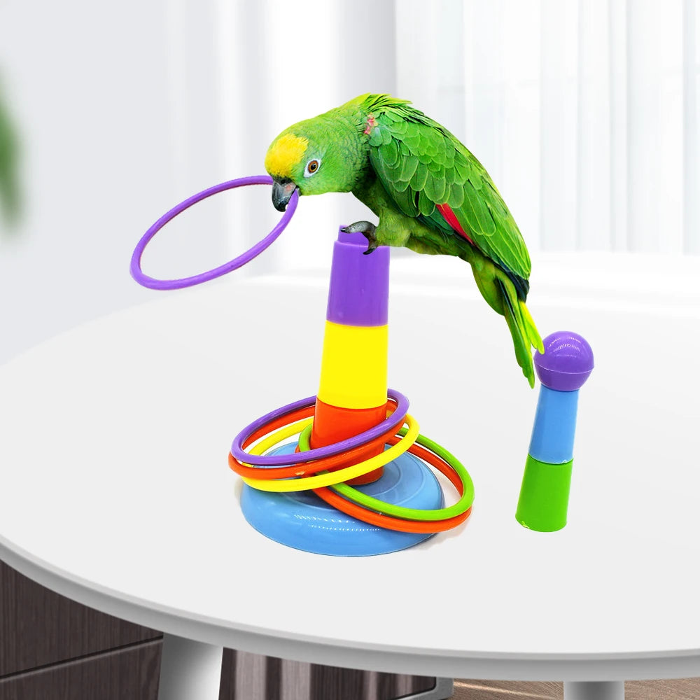 Funny Mini Ferrule Toy for Parrot Bird Training Intelligence Toy Game Colorful Rings Bird Activity Training Toy DropShipping