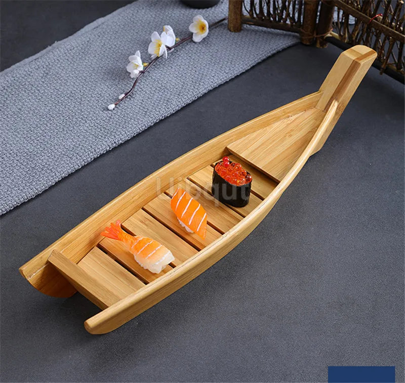 Japanese Cuisine Sushi Boats seafood Tool Wooden Shop Model Wood Handmade Simple ship Sashimi Assorted Cold Dishes sushi plate