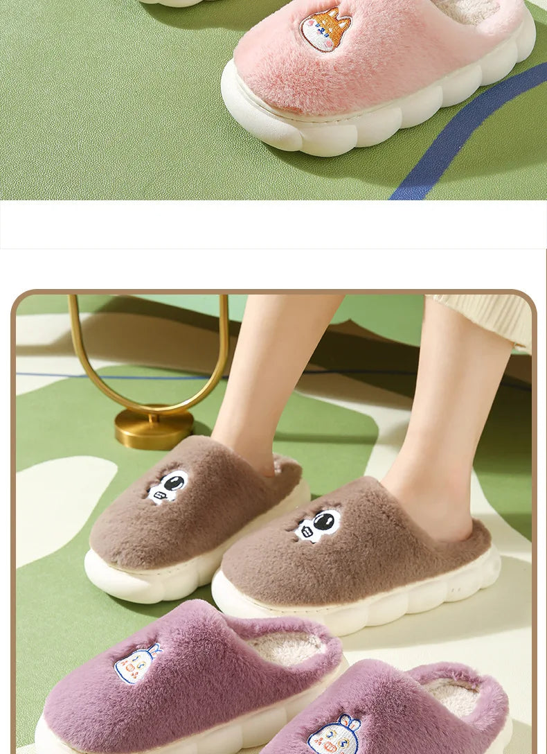 2024 New Winter Soft Sole Mens Indoor Floor Antiskid Slides Bedroom Slippers Warm Fluffy Slippers Male Home Casual Cotton Shoes