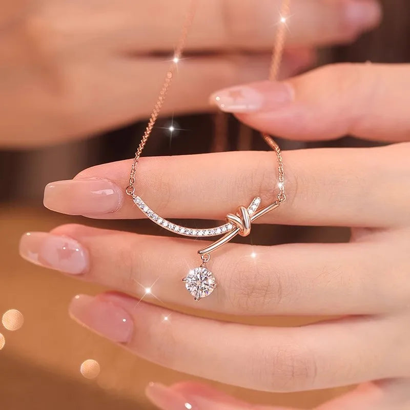 D Color 1CT Real Moissanite Necklaces for Women 100% 925 Sterling Silver Elegant Luxury Diamond Pendant Necklace Fine Jewelry