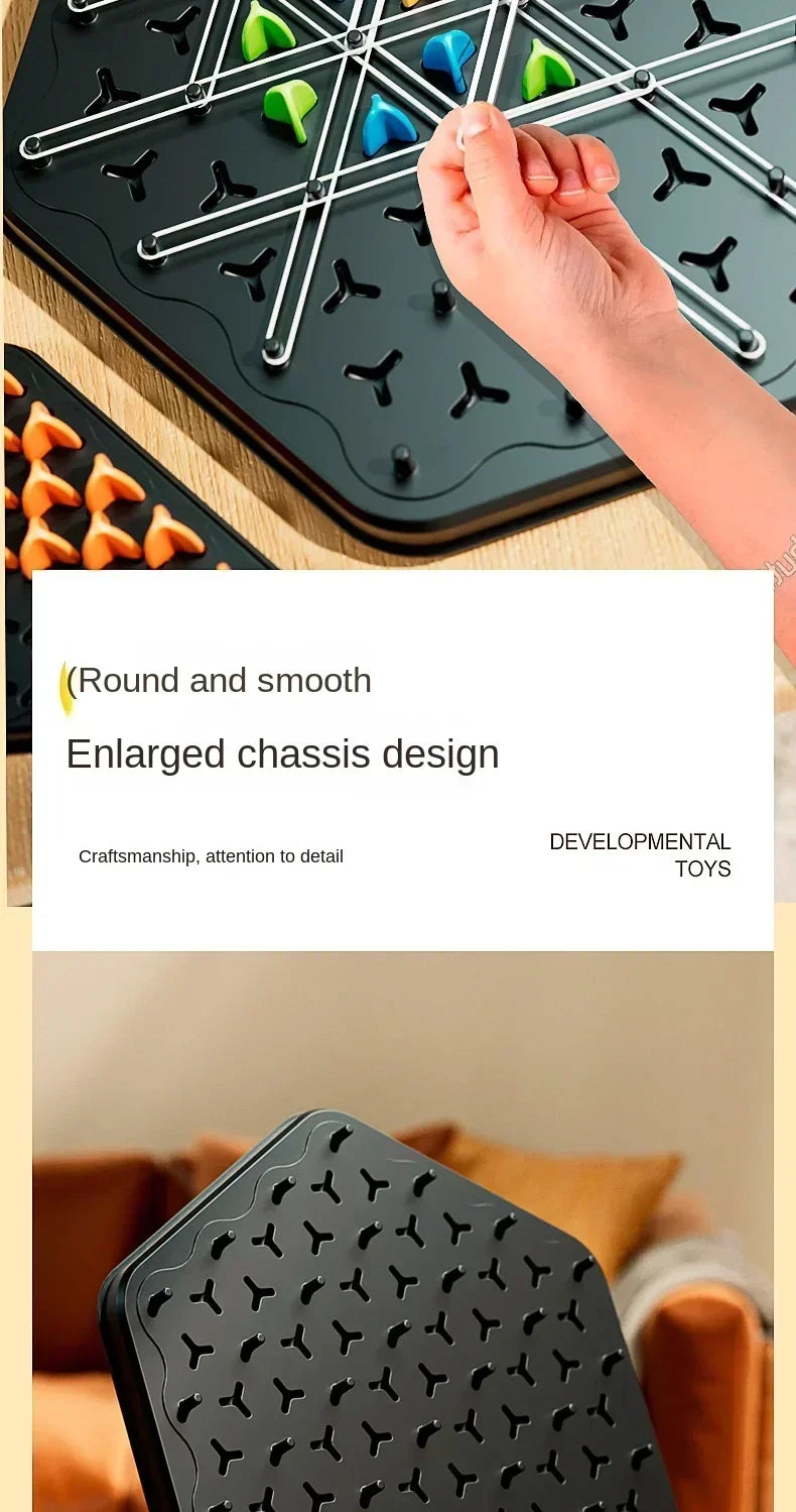 New Geometry Chain Chess Puzzle Triangle Chess Desktop Game Rubber Band Training Family Interaction Exercise Thinking Toys Gifts