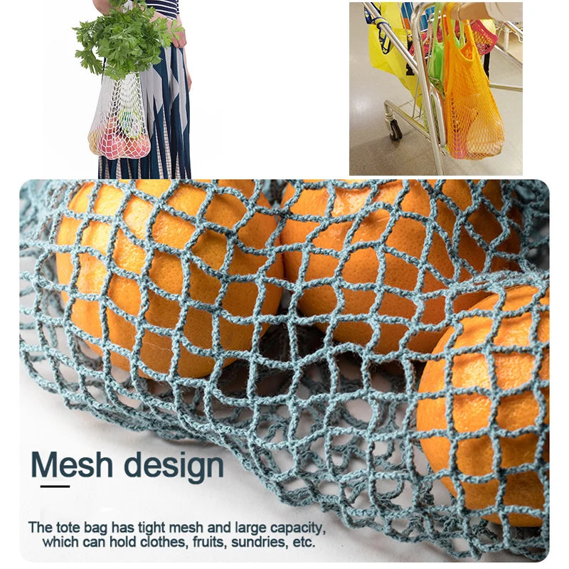 Reusable Grocery Produce Bags Cotton Mesh String Net Tote Bag Fruit Vegetable