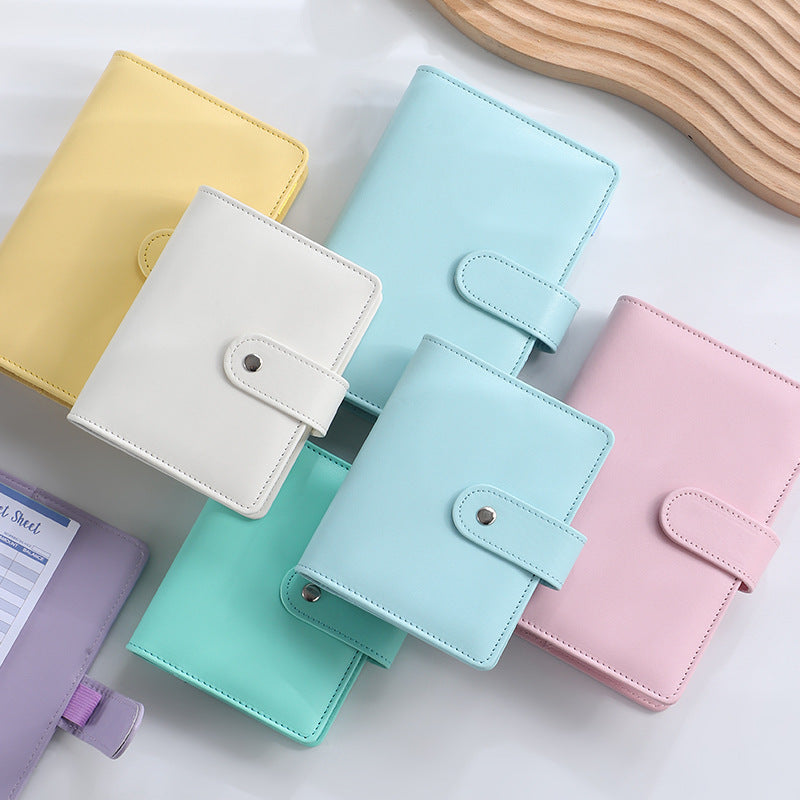 A7 PU Leather Notebook Binder Budget Plan Organizer Binder Cover 6 Binder Pockets And 12 Pcs Expense Budget Sheets Sticker
