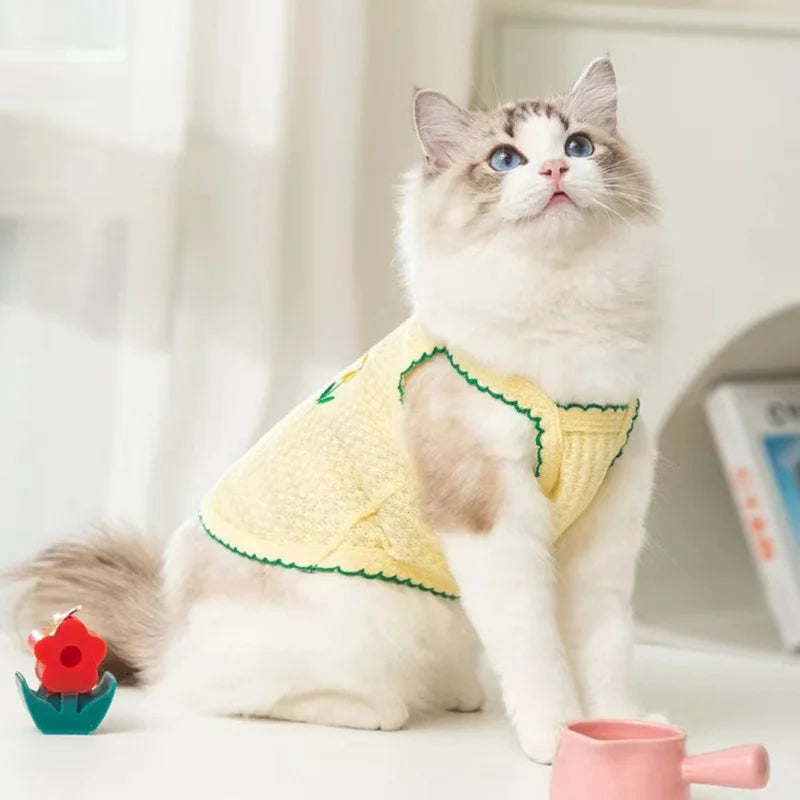 Summer Dog Shirts Cute Flower Pattern Shirt Puppy Thin Soft Vest Cat Solid shirt Chihuahua Yorkie Fashion Clothing Pet Supplies