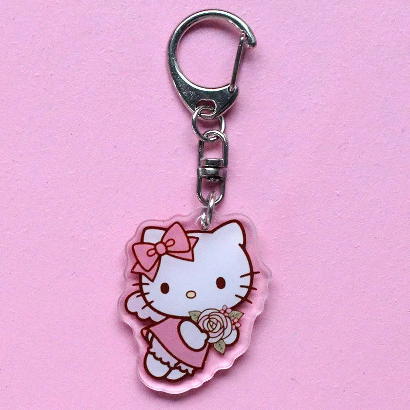 Hello Kitty Acrylic Keychain Accessories Sanrio Anime Figures Key Chain Pendant Cartoon Cosplay Chains Keyring Accessoried Gifts