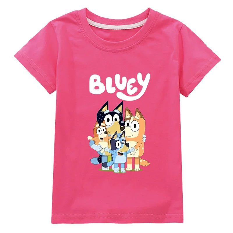 Moose New Bluey Family Summer Short-Sleeved T-Shirt Fashionable Children'S Clothing Boys And Girl Clothes Short-Sleeved T-Shirt