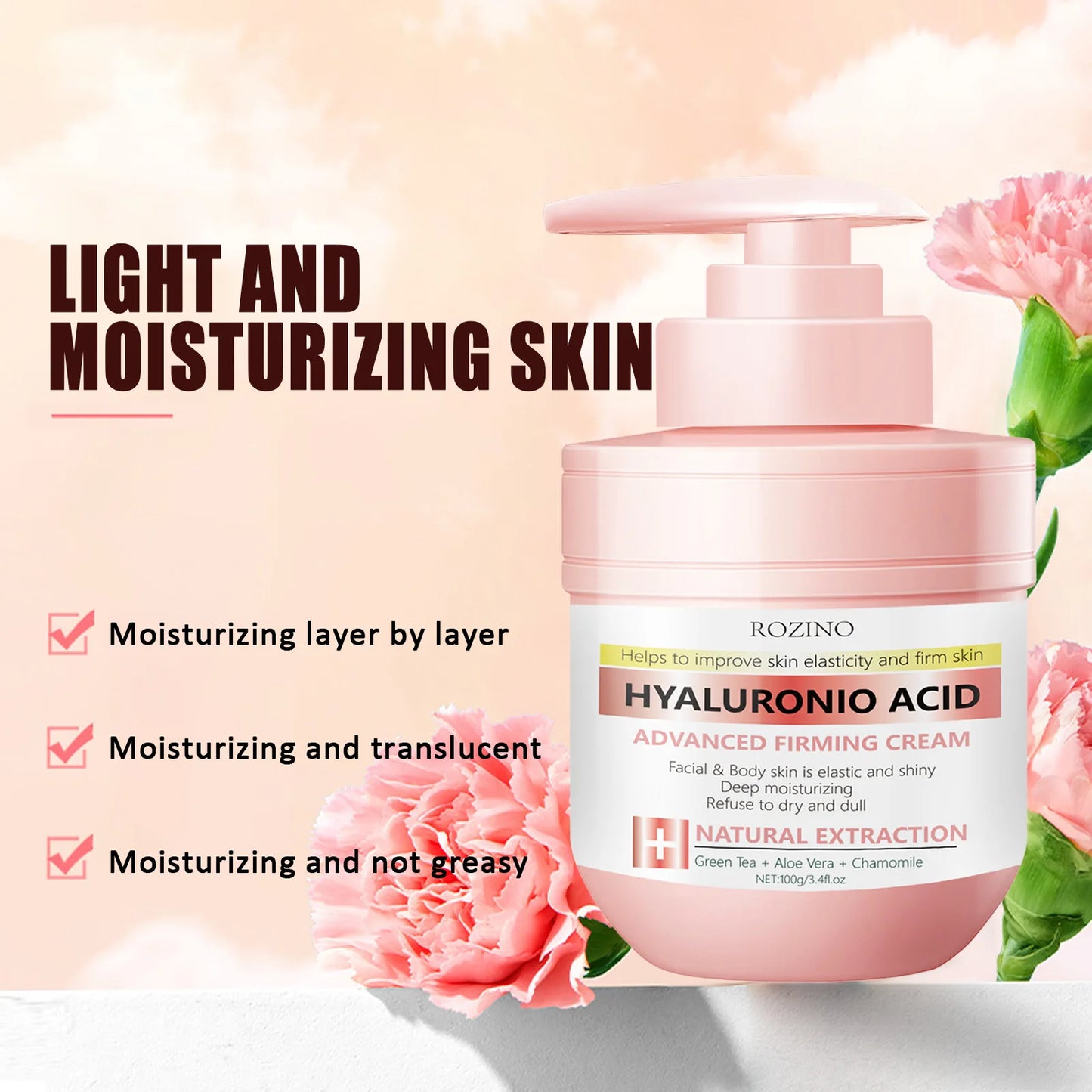 100g Hyaluronic Acid Firming Face Cream Moisturizes and Locks Water Lifts and Brightens Skin Can Be Used on The Whole Body