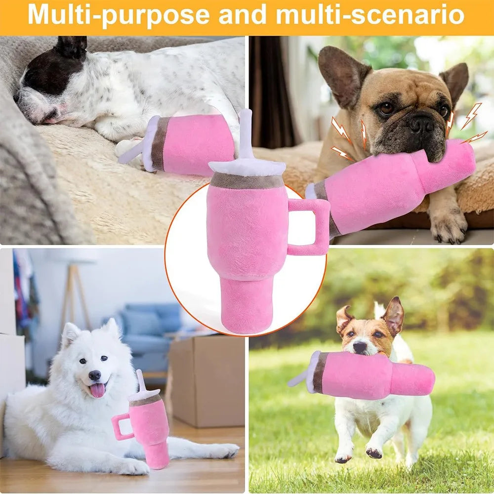 Water Cup Design Pet Grinding Teeth Squeaky Plush Toy, chewingToy For Dog Interactive Ssupply