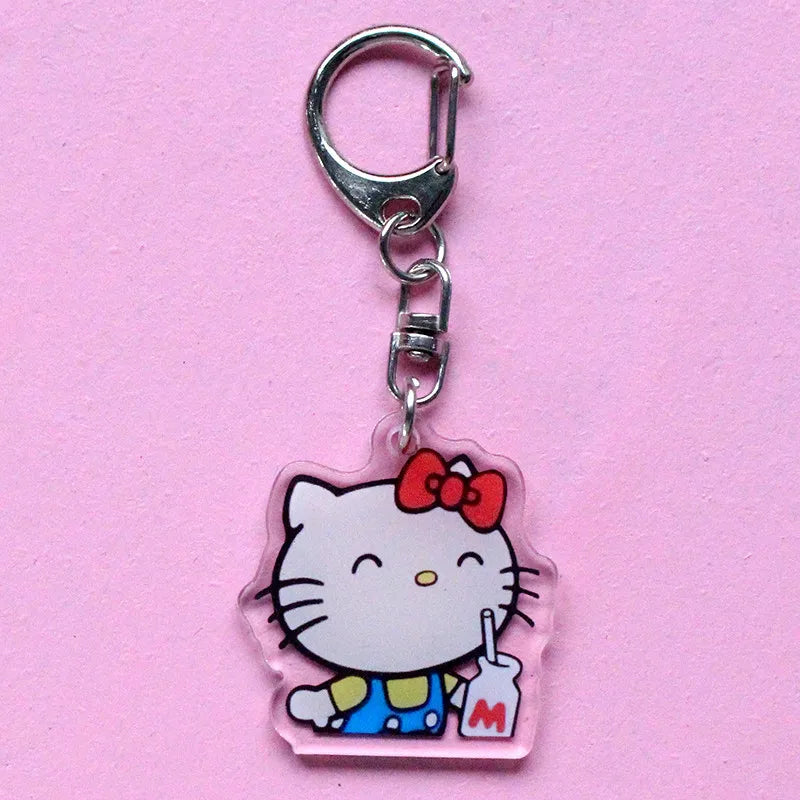 Hello Kitty Acrylic Keychain Accessories Sanrio Anime Figures Key Chain Pendant Cartoon Cosplay Chains Keyring Accessoried Gifts