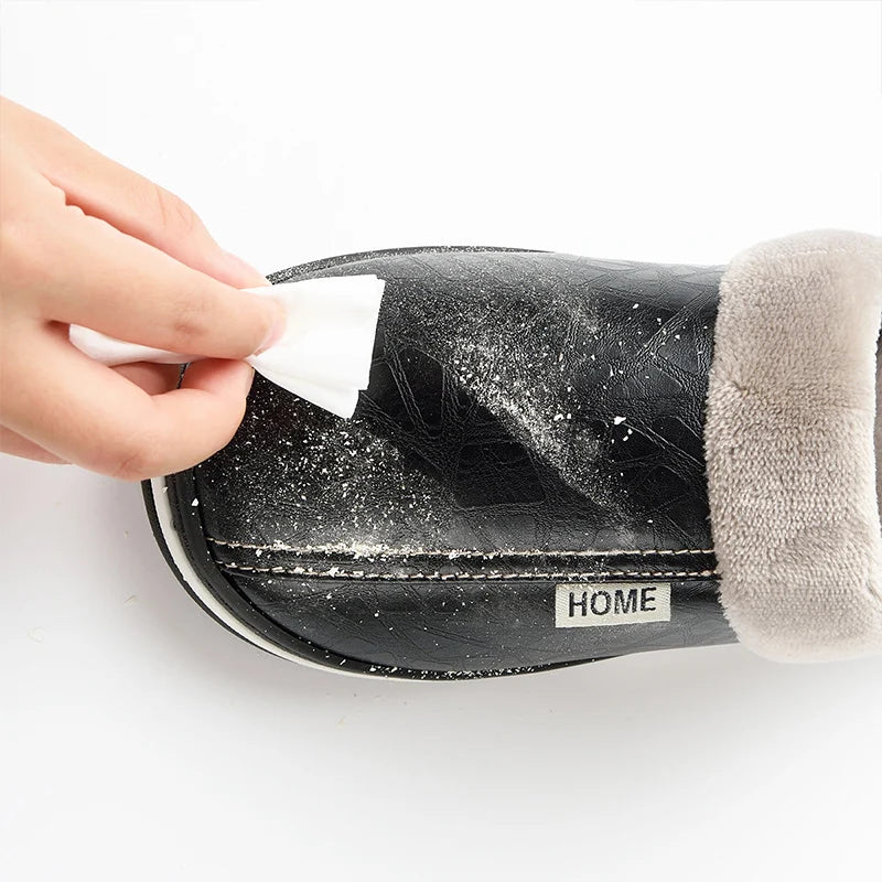 Water Repellent Home Slippers Soft Cozy House Slippers Anti-skid Slip-on Shoes Indoor For Men Winter Shoes