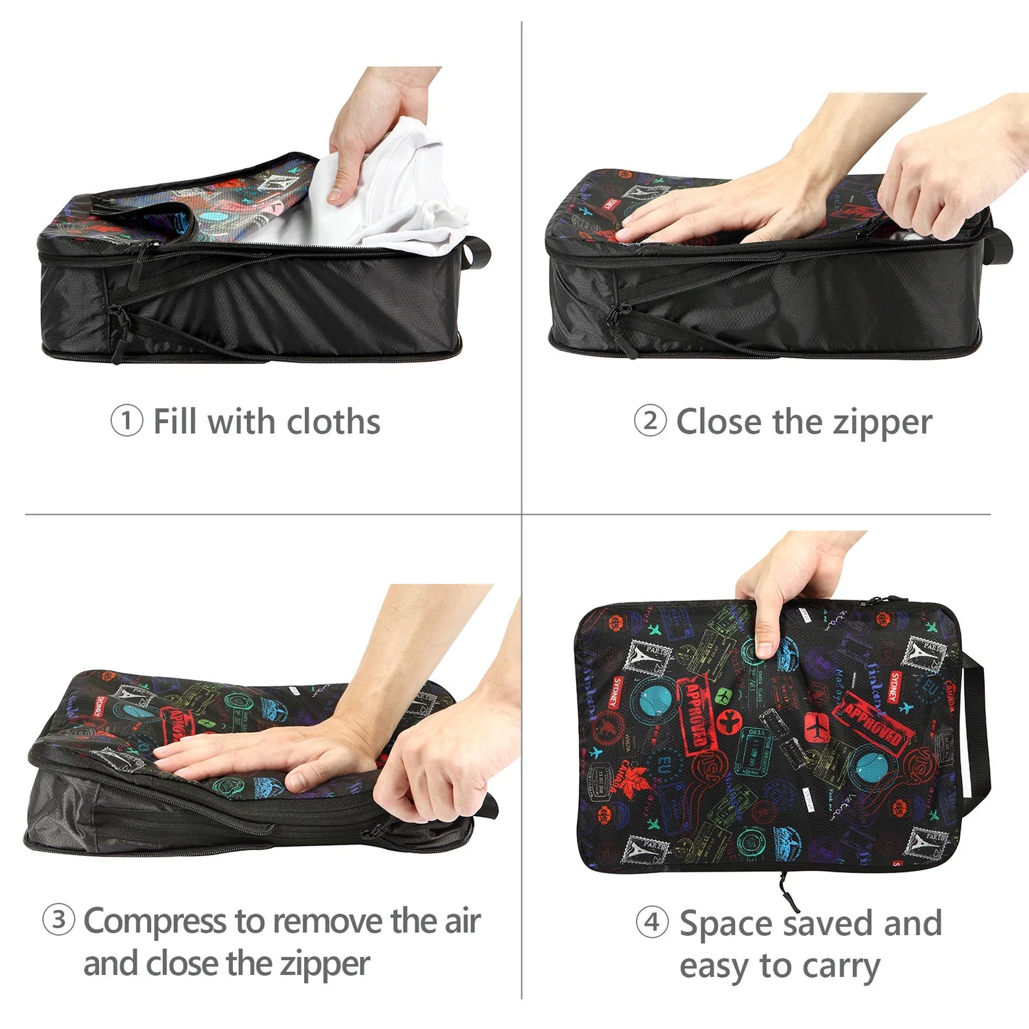 4/6PCS Travel Compression Packing Cubes Luggage Organizer Accessories Extensible Storage Bags Travel Pouch Foldable Suitcases