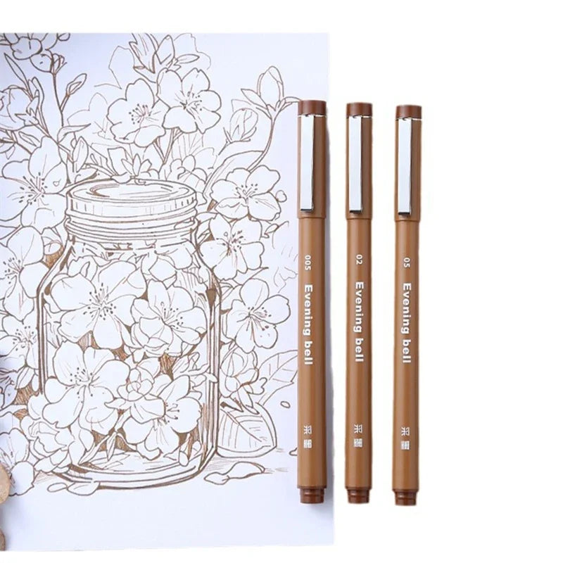Brown Pigment Liner Needle Waterproof Drawing Pen For Sketch Watercolor Drawing Needle Pen Hook Line Pen Stationery Art Supplies