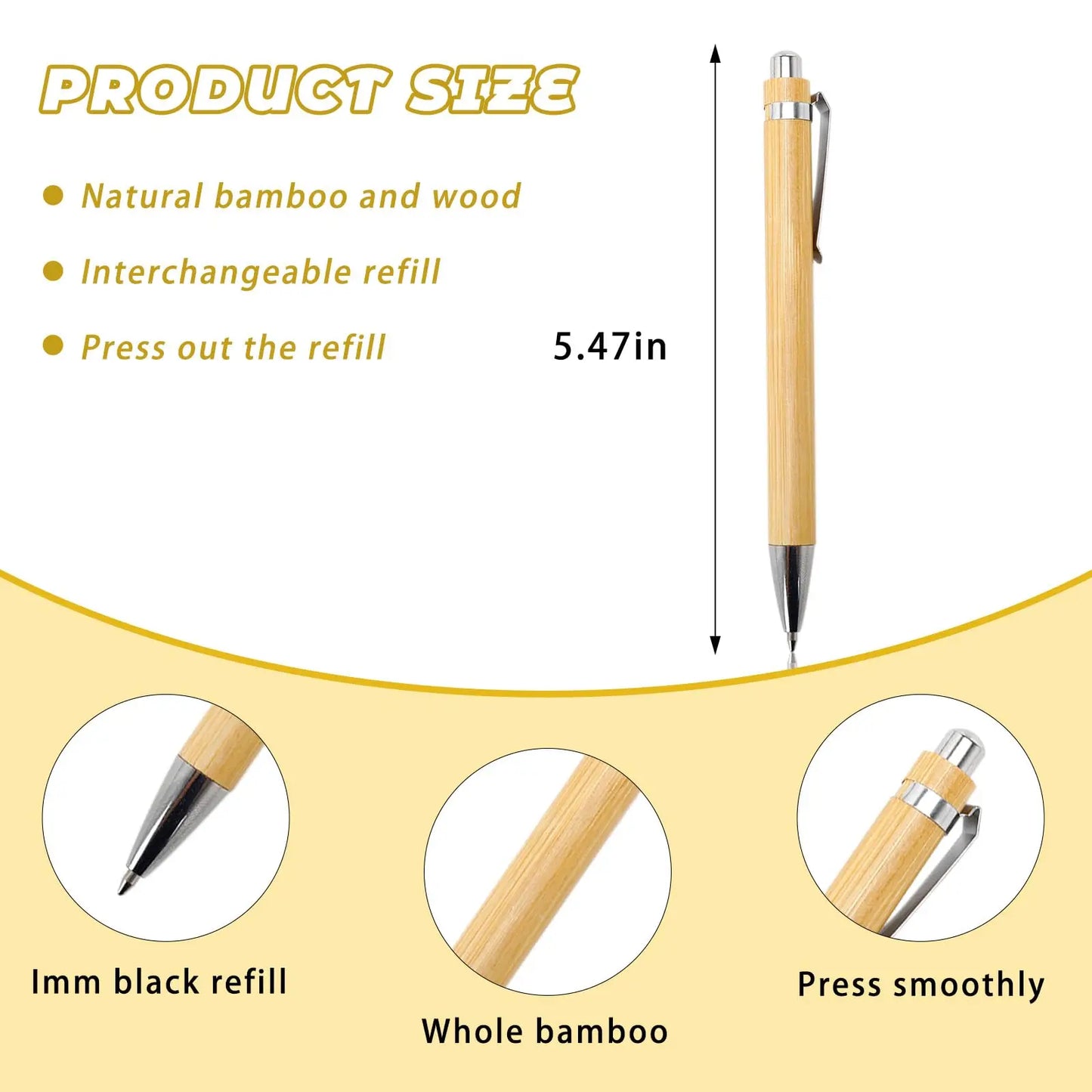 100 Bamboo Pen Bamboo Wood Ballpoint Pen 1.0mm Bullet Tip Business Signature Ball Pen Office School Wrting Stationery