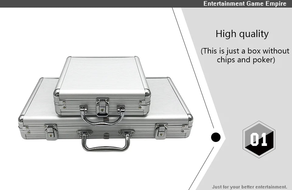 Portable 100/300 Suitcase Poker Set Chips Box Non-slip Mat Aluminum Suitcase Texas Playing Card Chips Box Entertainment