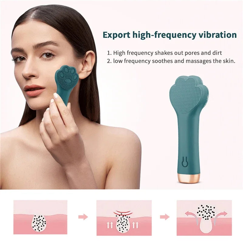 Mini Face cleansing brush USB Charging Waterproof 8 Level Cat Paw Blackhead Makeup Remover Pore Clean Face Wash Skin Care Tool