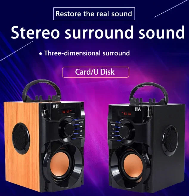 Portable Subwoofer Wireless Bluetooth Speaker Outdoor Hi-Fi Surround Bass Remote Control FM Radio Support Microphone Karaoke