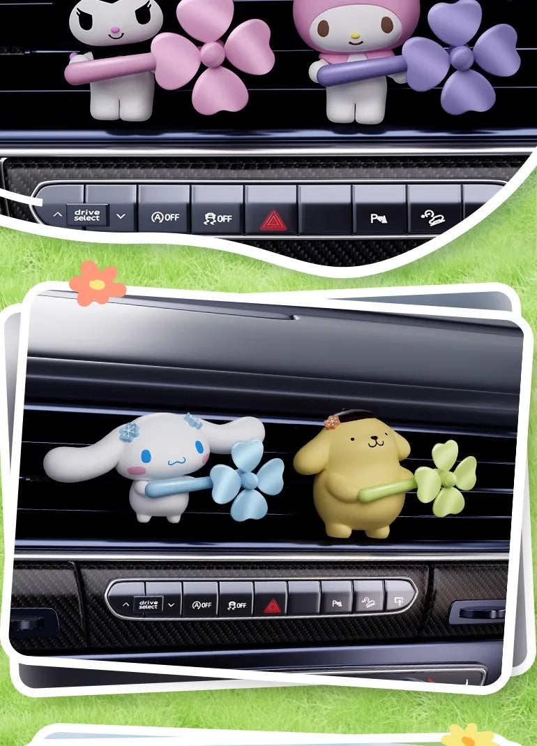 Anime Sanrio Kuromi Cinnamoroll Car Fragrance Mymelody Pompompurin Smell In Styling Vent Diffuse Propeller Clip Perfume Accessor