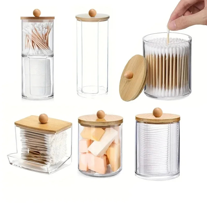 Makeup Organizer Cosmetic Storage Box Organizador Cotton Swab Holder Cotton Pad Box Clear Plastic Box with Lid Dust-proof