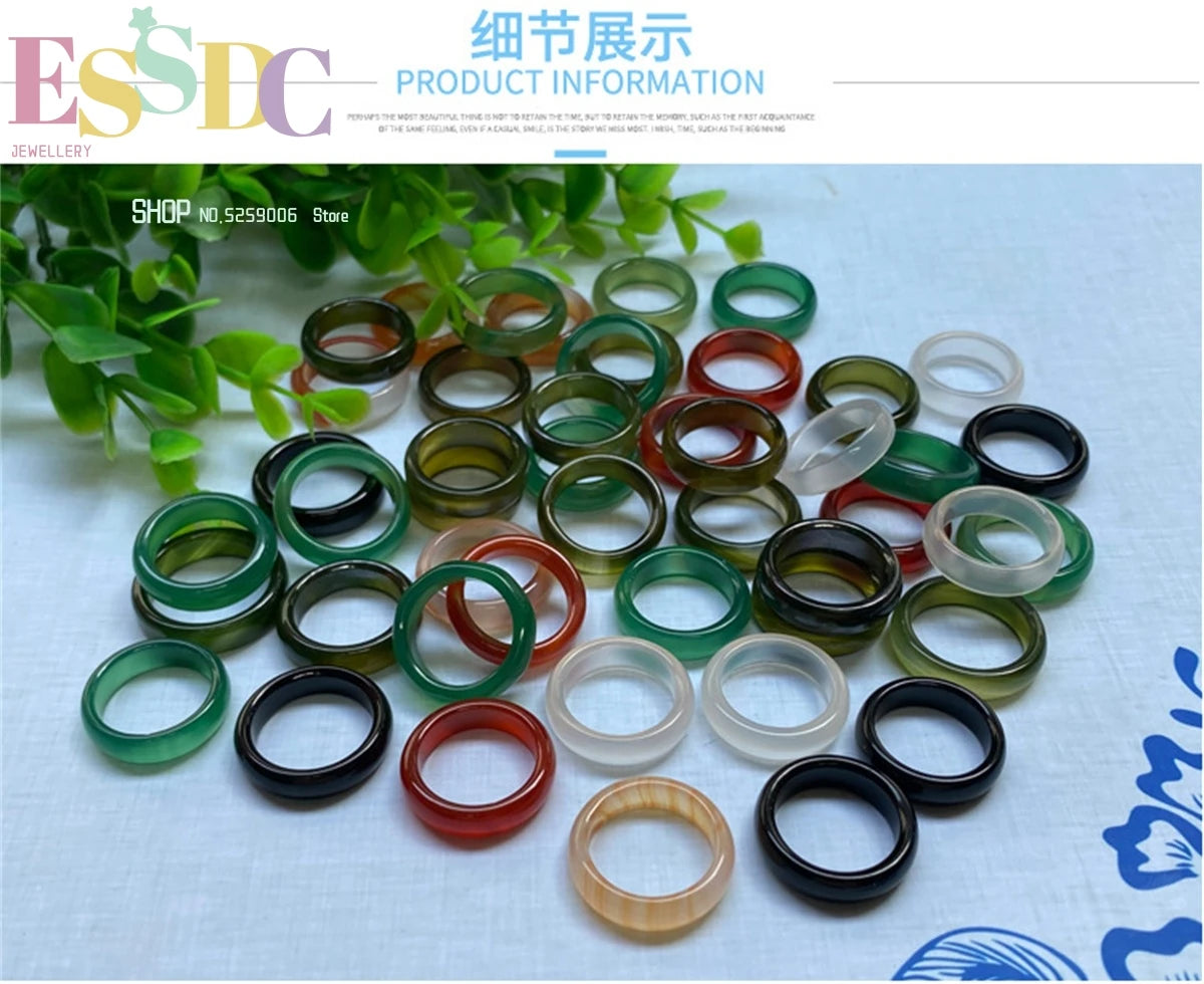 Hot Sale Natural stone rings jewelry a diversity of stones Six kinds of models Unisex Circle Natural Stone Finger Rings charms