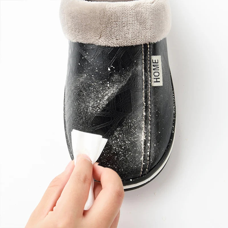 Water Repellent Home Slippers Soft Cozy House Slippers Anti-skid Slip-on Shoes Indoor For Men Winter Shoes