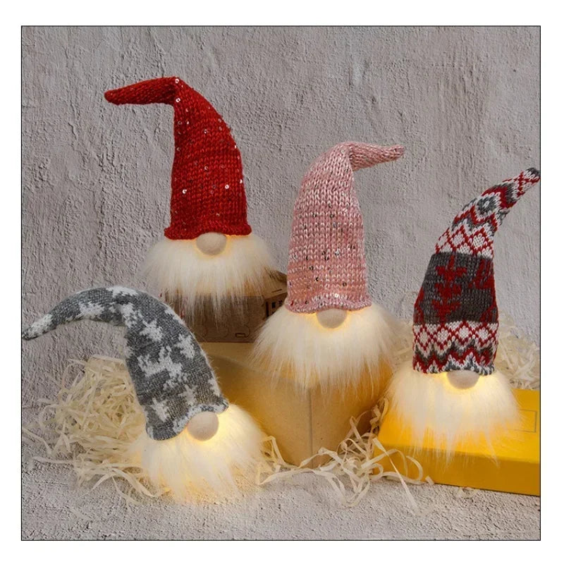 2024 New Christmas Decorations Night Light Forest Old Man with Light Gnome Doll Pendant Luminous Christmas Tree Pendant