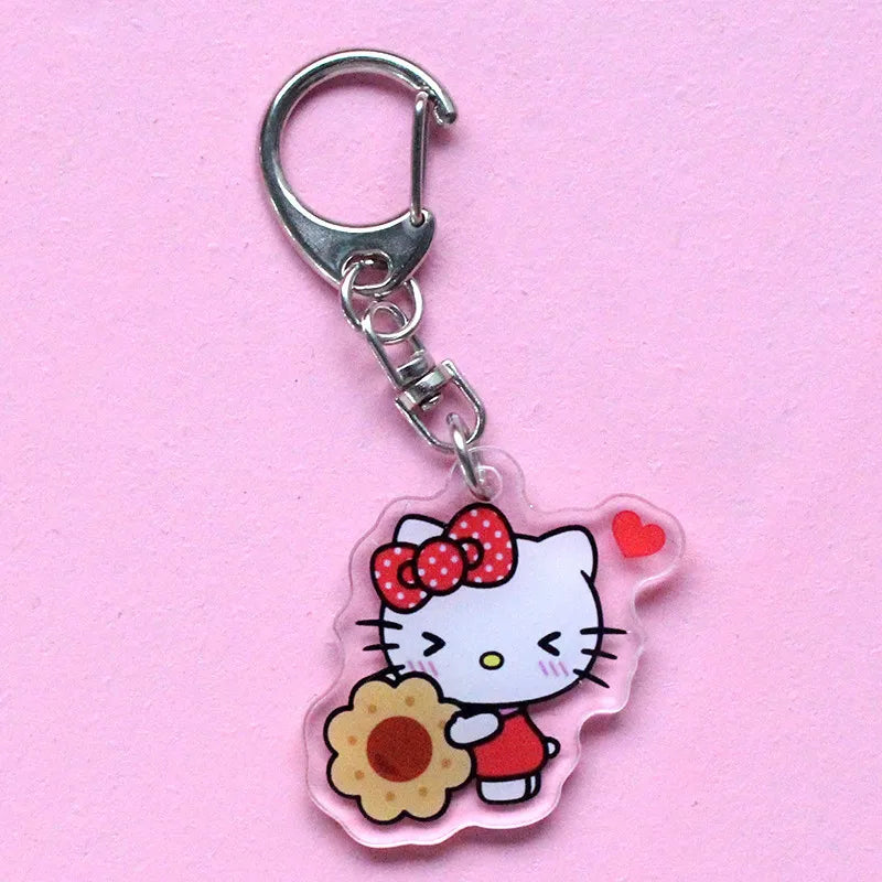 Hello Kitty Acrylic Keychain Accessories Sanrio Anime Figures Key Chain Pendant Cartoon Cosplay Chains Keyring Accessoried Gifts