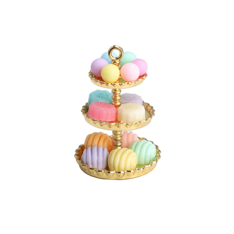 New Mini 1/2 Miniature Dollhouse Food Sweet Dessert Cake Stand for blyth barbies ob11 bjd Doll Toy