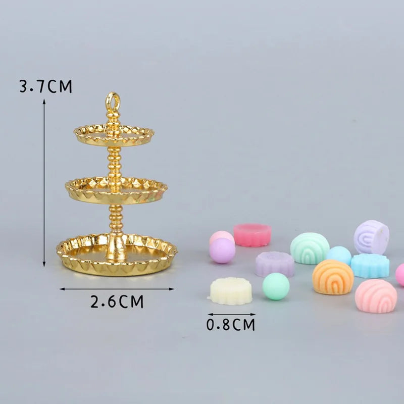 New Mini 1/2 Miniature Dollhouse Food Sweet Dessert Cake Stand for blyth barbies ob11 bjd Doll Toy