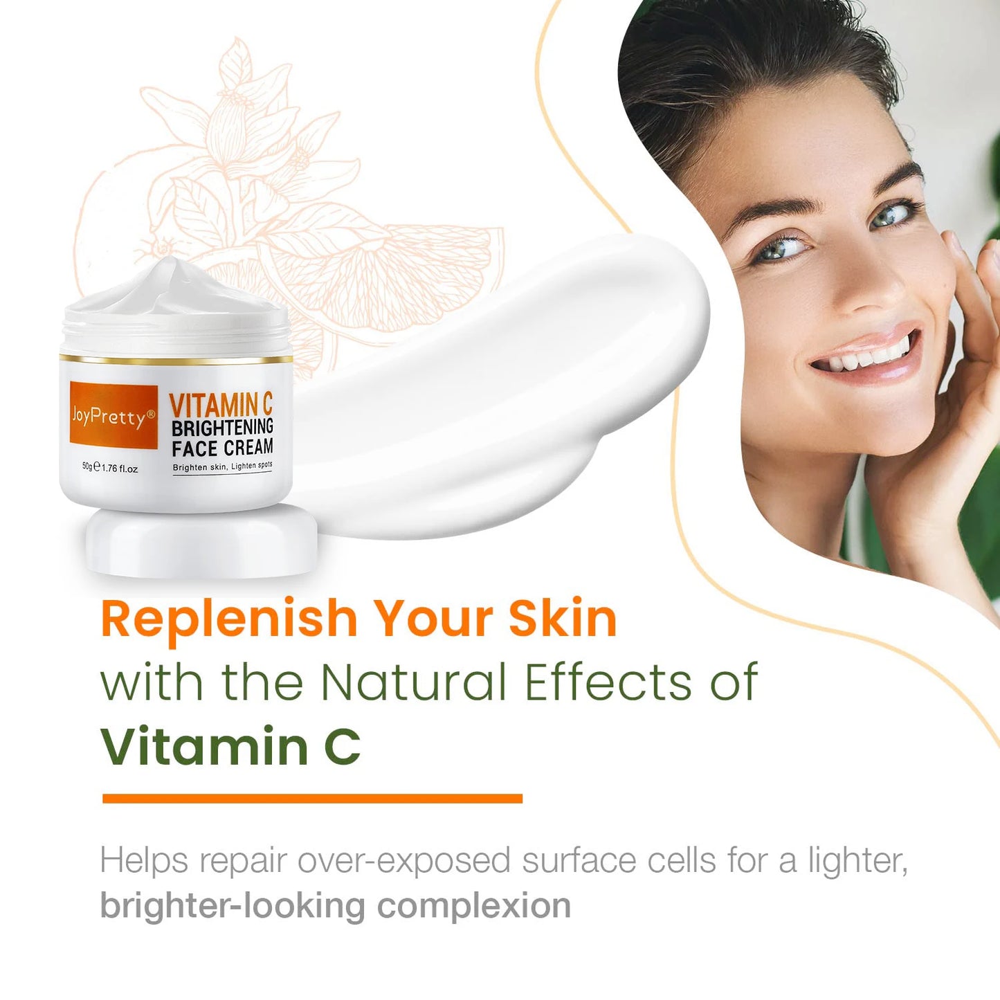 Whitening Face Cream Hyaluronic Acid Vitamin C Lightening Dark Spot Moisturizing Brightening Rejuvenation Cream Facial Skin Care