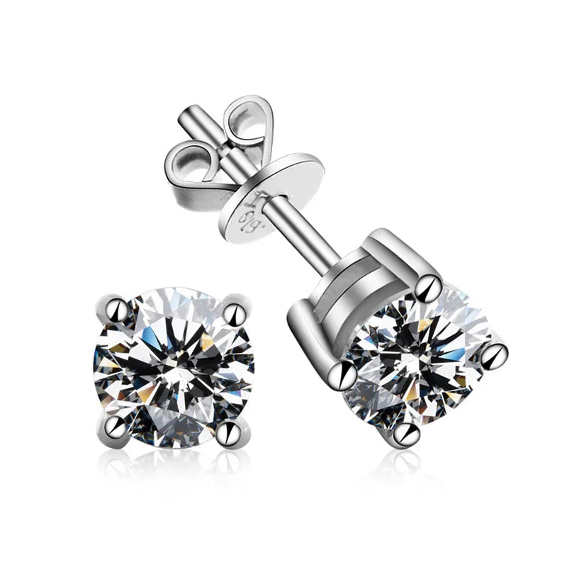 Smyoue White Gold Plated 1-4ct Moissanite Earring Studs for Women 4 Claws Brilliant Halo Lab Diamond Jewelry S925 Solid Silver