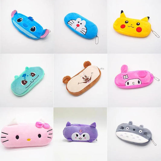 20pcs/lot Pokemon Sanrio Stitch Plush Pencil Case Cute Pencil Box Coin Purse Stationery Pouch Cosmetic Bag School Supply