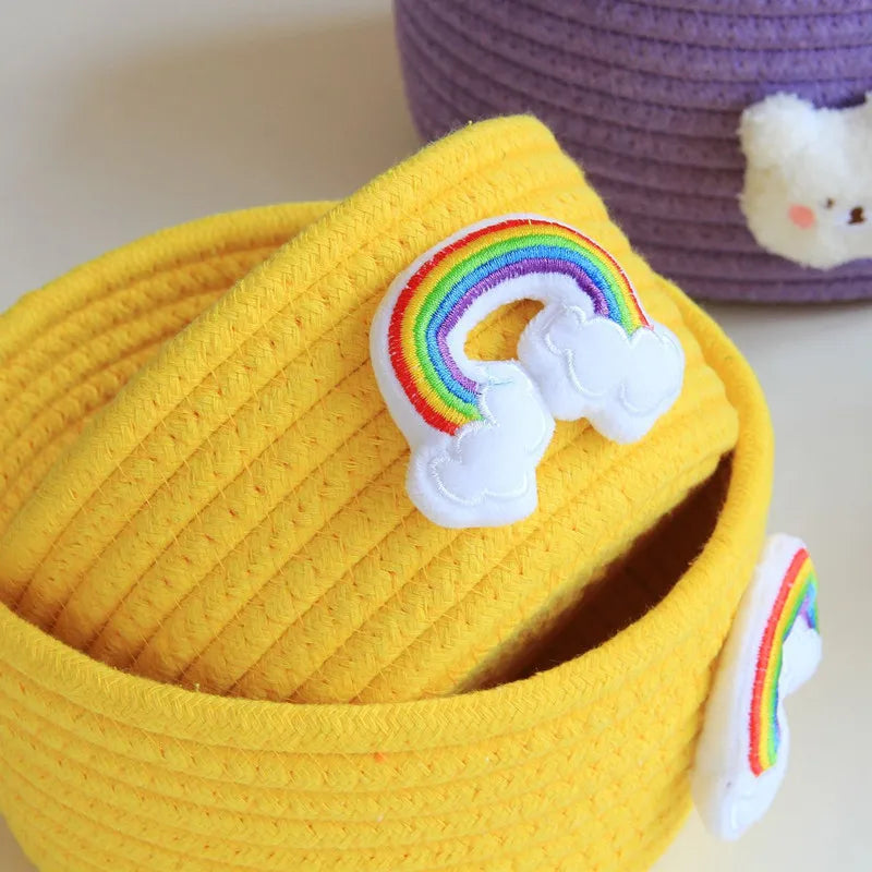 Cotton Rope Woven Storage Basket LuanQI Cartoon Animals Children's Toy Organizer Handmade Desktop Storage Candy Clothes Toys Box