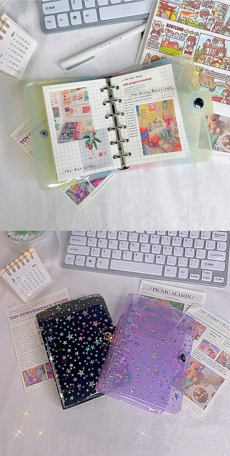 A7 Notebook 6-hole PVC Notebook Cover Loose-leaf Account Book Case Replacement Shell Journal Binder Mini Notebook Planner
